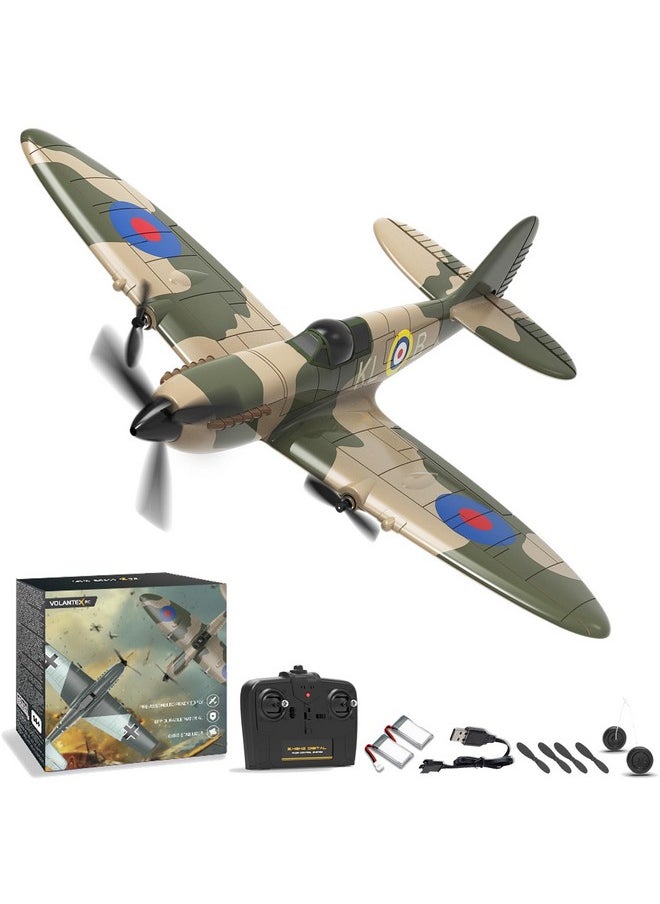 Rc Plane 3 Channel Remote Control Airplane Fighter Spitfire With 6-Axis Gyro, 2.4Ghz Rtf Radio Controlled Aircraft Easy To Fly For Beginners Boys Adults Kids (76205 Rtf)