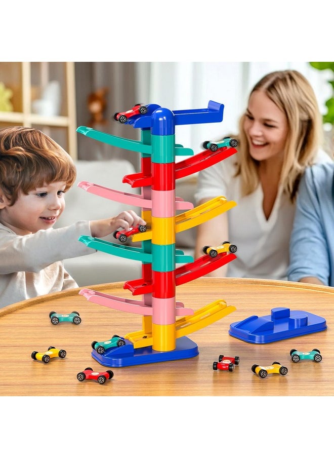 Kids Play Cars Race Cars For Boys Girls 1 2 3 4 5 6 7 8 Years Old - Car Toy Set, Race Cars Track With 4 Mini Cars, Toddler Race Track For Kids 18-36 Months, Christmas Birthday Gift Car Sets