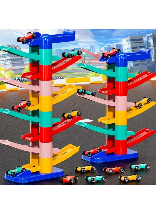 Kids Play Cars Race Cars For Boys Girls 1 2 3 4 5 6 7 8 Years Old - Car Toy Set, Race Cars Track With 4 Mini Cars, Toddler Race Track For Kids 18-36 Months, Christmas Birthday Gift Car Sets