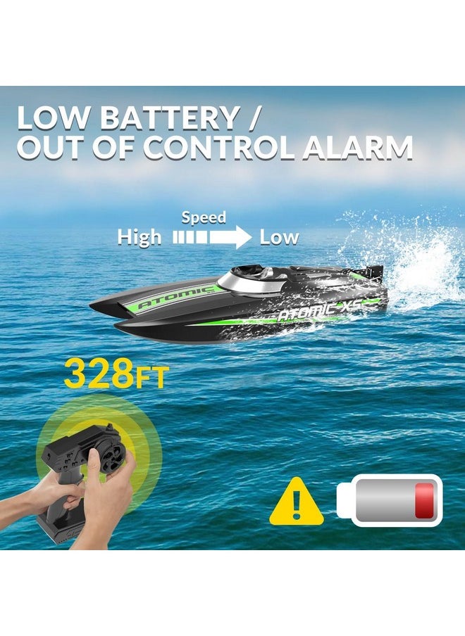 Remote Control Boats For Pools And Lakes 20+Mph Atomicxs High Speed Rc Boat For Kids Or Adults Toy Boat Gifts With 2 Batteries & Reverse Function (795-5 Black)