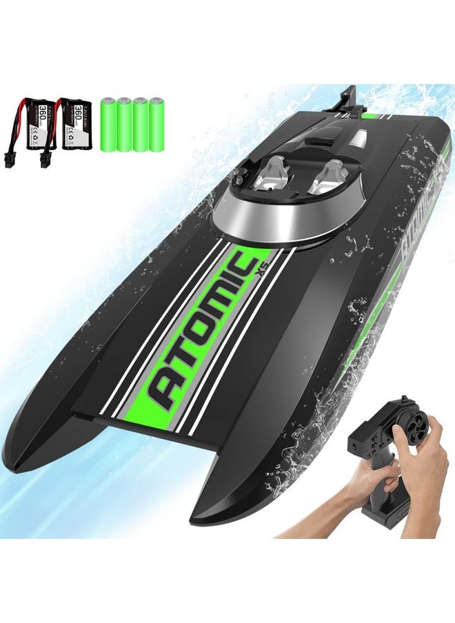 Remote Control Boats For Pools And Lakes 20+Mph Atomicxs High Speed Rc Boat For Kids Or Adults Toy Boat Gifts With 2 Batteries & Reverse Function (795-5 Black)