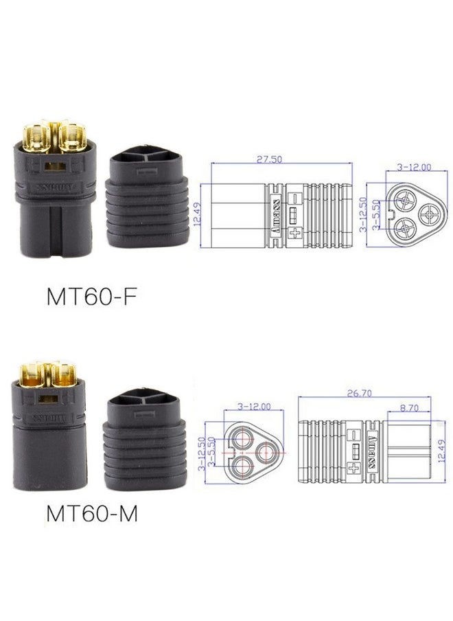 5Pairs Amass Mt60 3.5Mm 3 Pins Bullet Connector Male Female With Housing For Rc Esc Motor Car Boat Quad Project