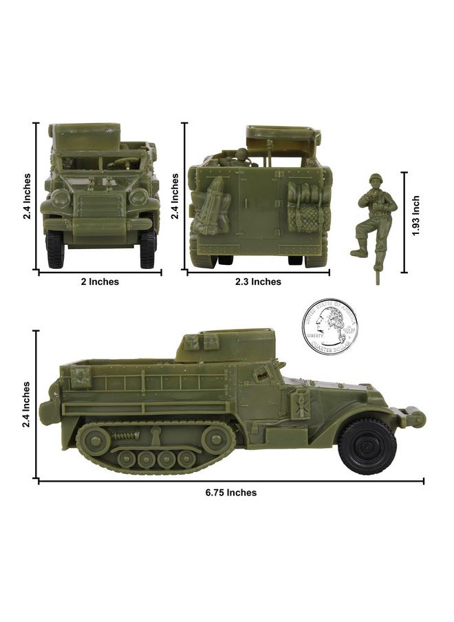 Bmc Cts Ww2 Us M3 Halftrack - 4Pc Od Green Plastic Army Men Armored Vehicle