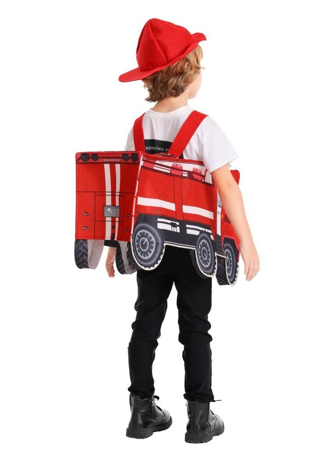 Light And Sound Fire Truck Costume For Kids, 3-4 &5-7Years (3T-4T), Red