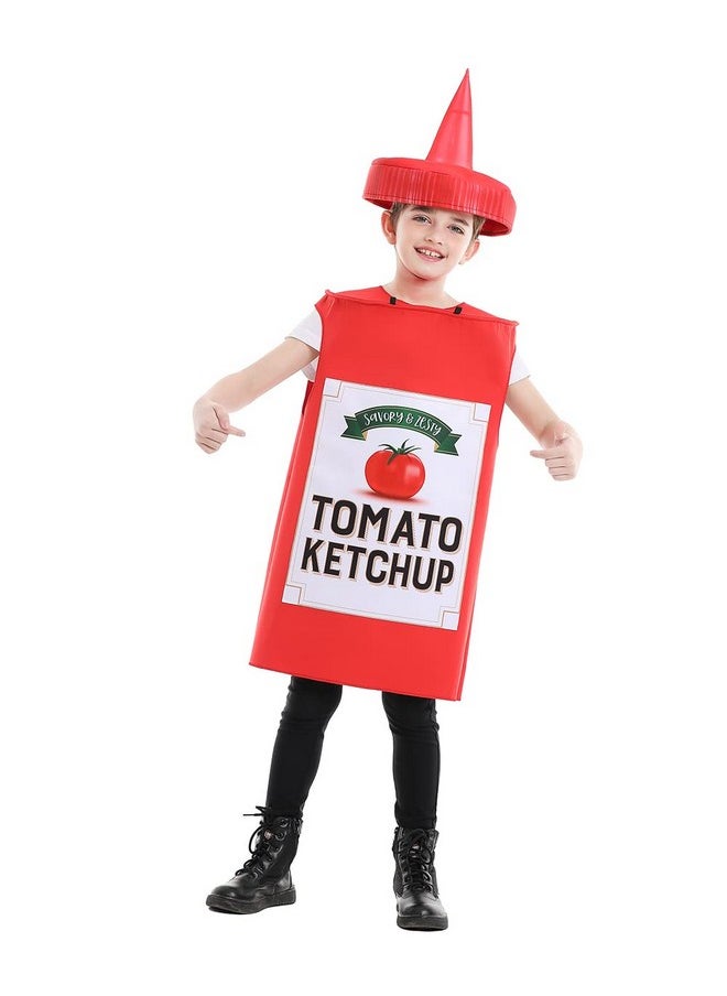 Mustard Costume Ketchup Cosplay Halloween Costume For Child 4-9 Years (Red Ketchup)