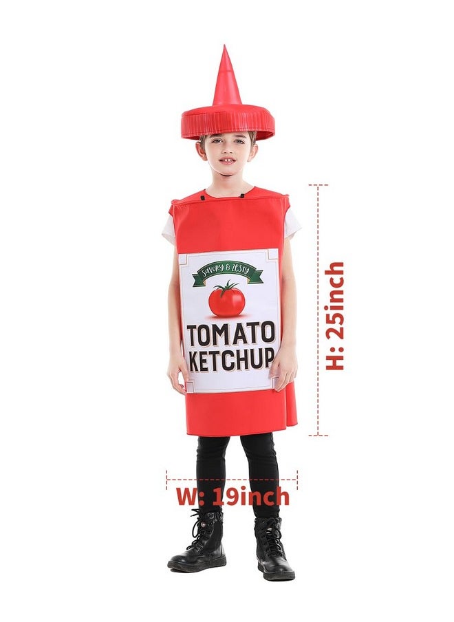 Mustard Costume Ketchup Cosplay Halloween Costume For Child 4-9 Years (Red Ketchup)