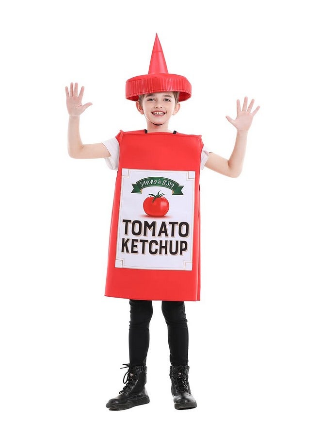 Mustard Costume Ketchup Cosplay Halloween Costume For Child 4-9 Years (Red Ketchup)