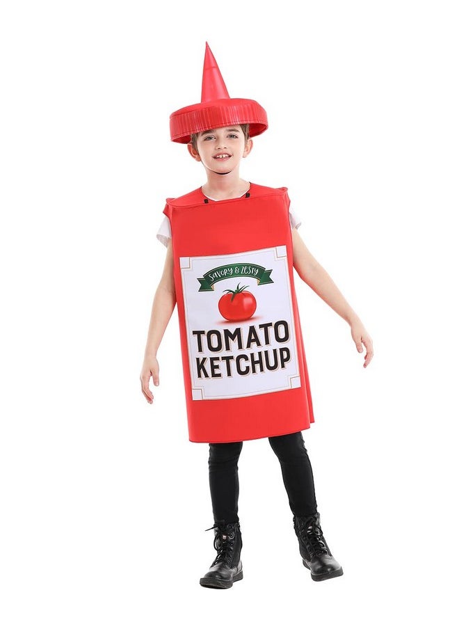 Mustard Costume Ketchup Cosplay Halloween Costume For Child 4-9 Years (Red Ketchup)