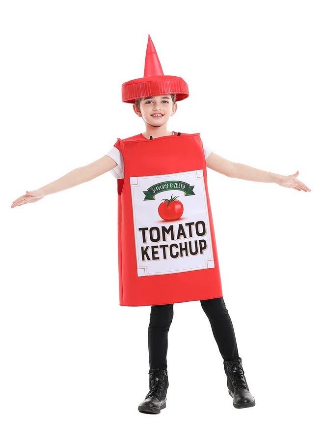 Mustard Costume Ketchup Cosplay Halloween Costume For Child 4-9 Years (Red Ketchup)