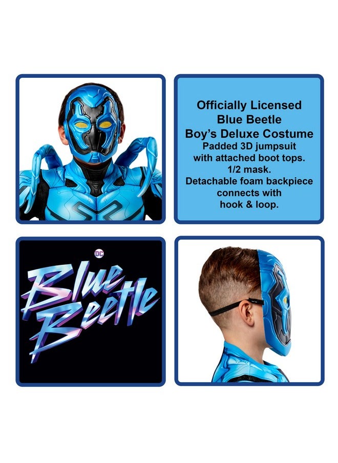 Rubie'S Boy'S Dc Deluxe Blue Beetle Costume Jumpsuit And Mask, As Shown, Medium
