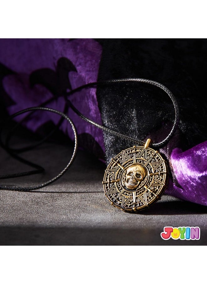 Halloween Pirate Coin Necklace Pirate Skull Necklace Accessories For Men Women Kids Halloween Cosplay, Pirates Costume, Halloween Dress Up Party Favors