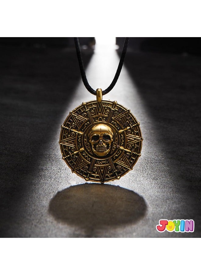 Halloween Pirate Coin Necklace Pirate Skull Necklace Accessories For Men Women Kids Halloween Cosplay, Pirates Costume, Halloween Dress Up Party Favors