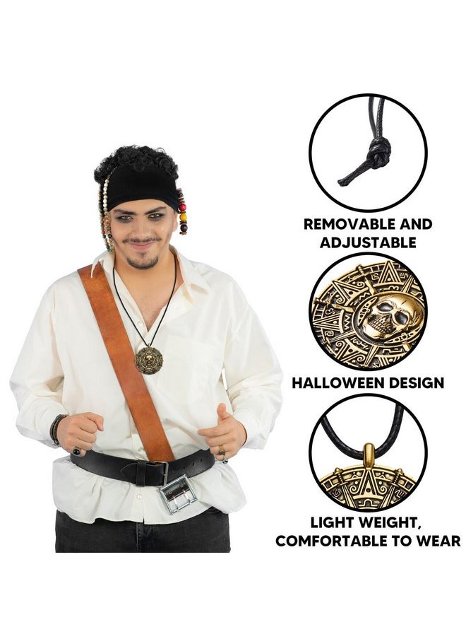 Halloween Pirate Coin Necklace Pirate Skull Necklace Accessories For Men Women Kids Halloween Cosplay, Pirates Costume, Halloween Dress Up Party Favors