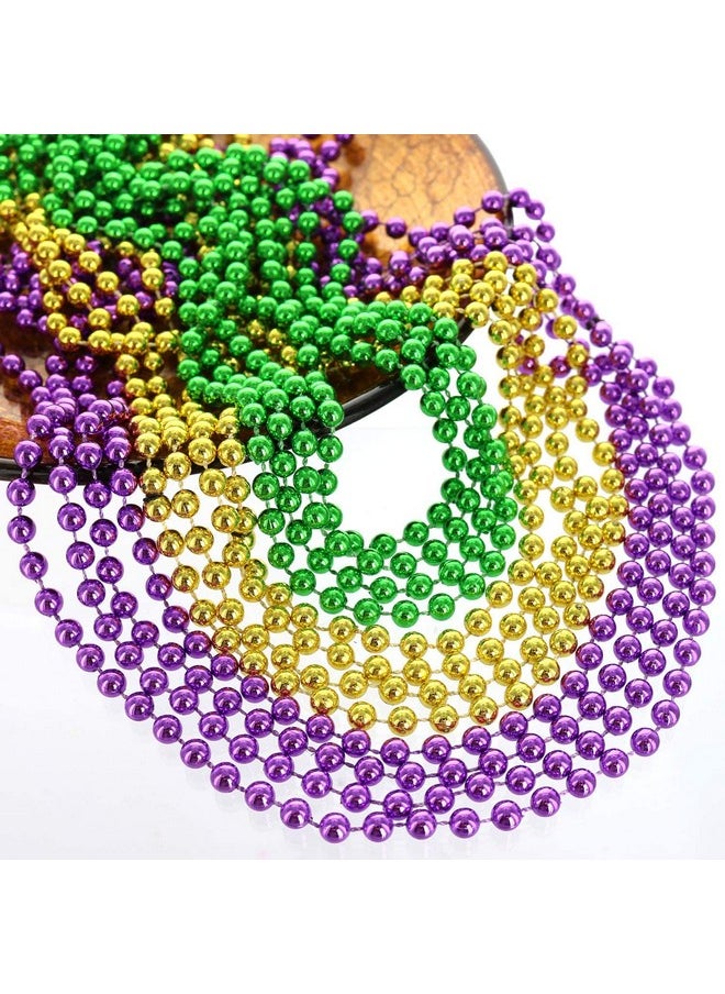 144 Pack Purple Gold Green Mardi Gras Beads Bulk, Mardi Gras Beads Necklaces Assortment, Throw Beads In Bulk, Gasparilla Beads