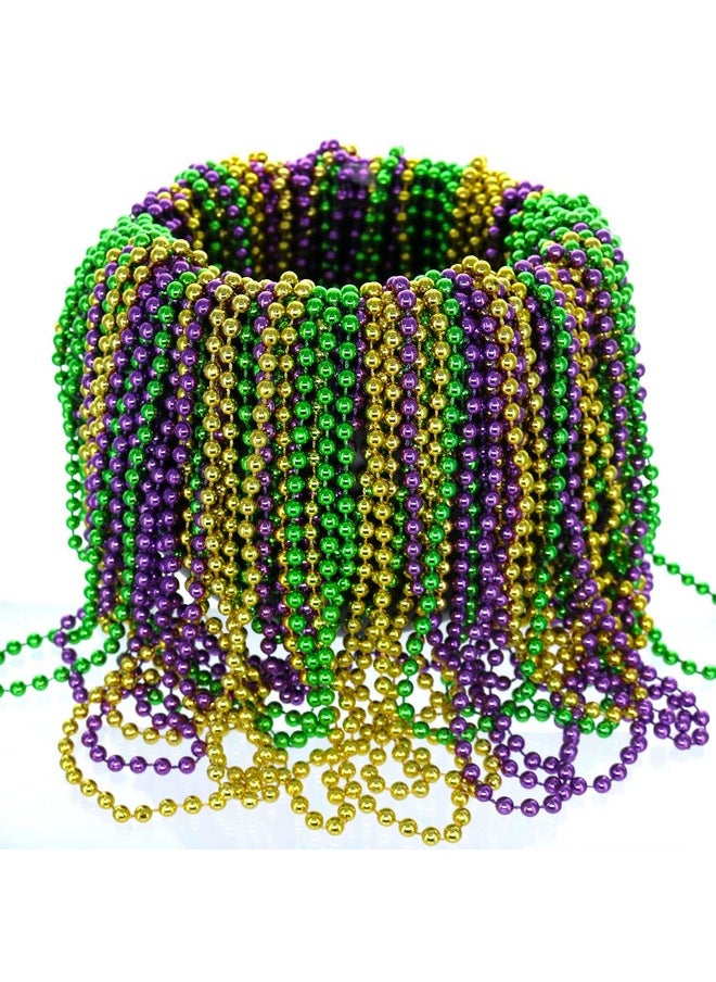 144 Pack Purple Gold Green Mardi Gras Beads Bulk, Mardi Gras Beads Necklaces Assortment, Throw Beads In Bulk, Gasparilla Beads