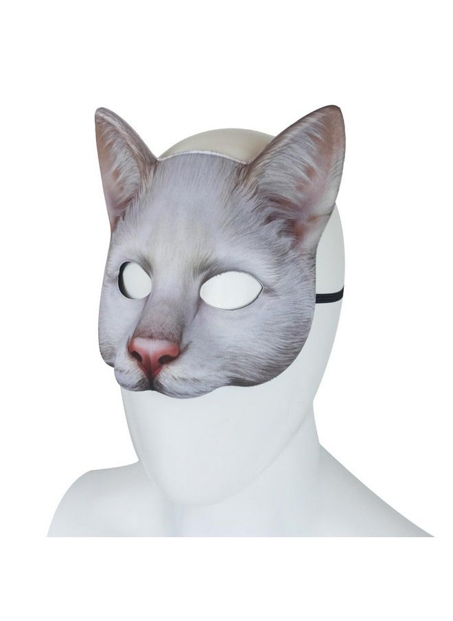 3 Pcs Realistic Cat Mask White Black Orange Animal Head Masks Halloween Novelty Costume Accessory