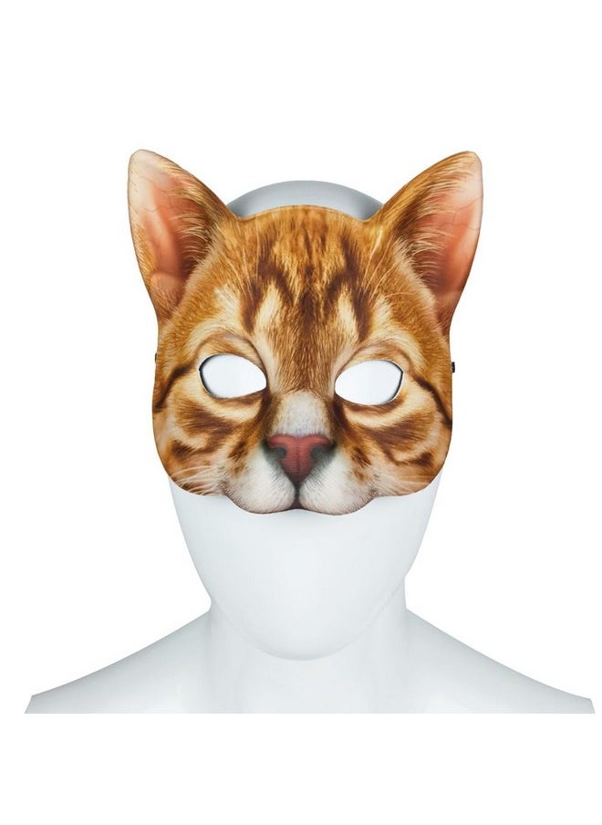 3 Pcs Realistic Cat Mask White Black Orange Animal Head Masks Halloween Novelty Costume Accessory