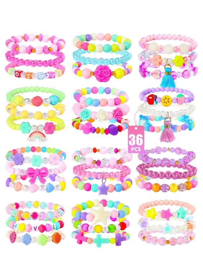 Bracelets For Girls Jewelry: 36 Pcs Bluk Little Girl Bracelets, Cute Kids Bracelets For Girls 2 3 4 5 6 7 Years Old - Princess Bracelets For Teen Girls - Play Jewelry Gift