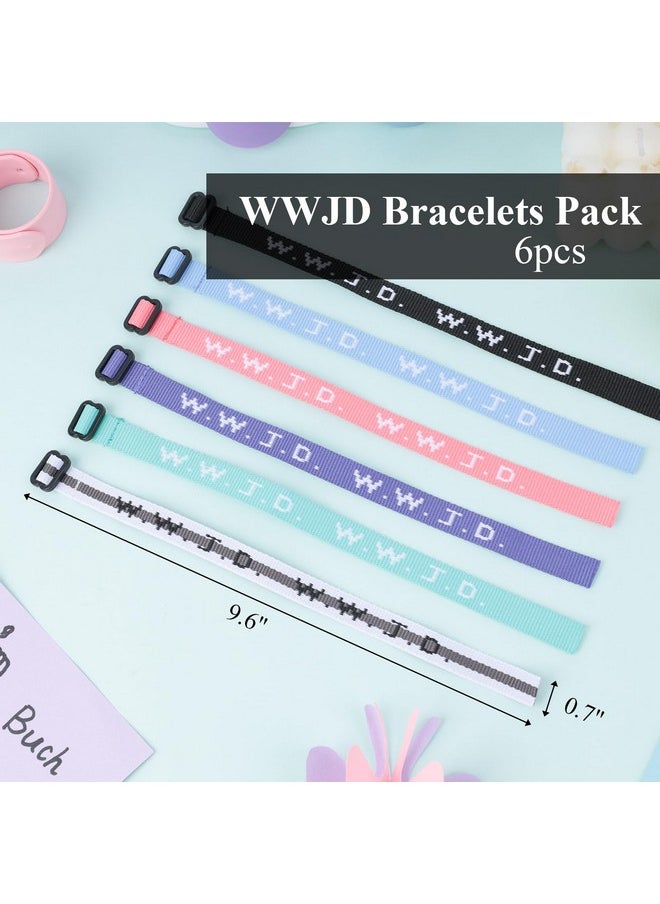 6Pcs Wwjd Bracelets, What Would Jesus Do Bracelets Religious Christian Bracelets 6 Colors Woven Wristbands For Women Men Kids Boys Girls