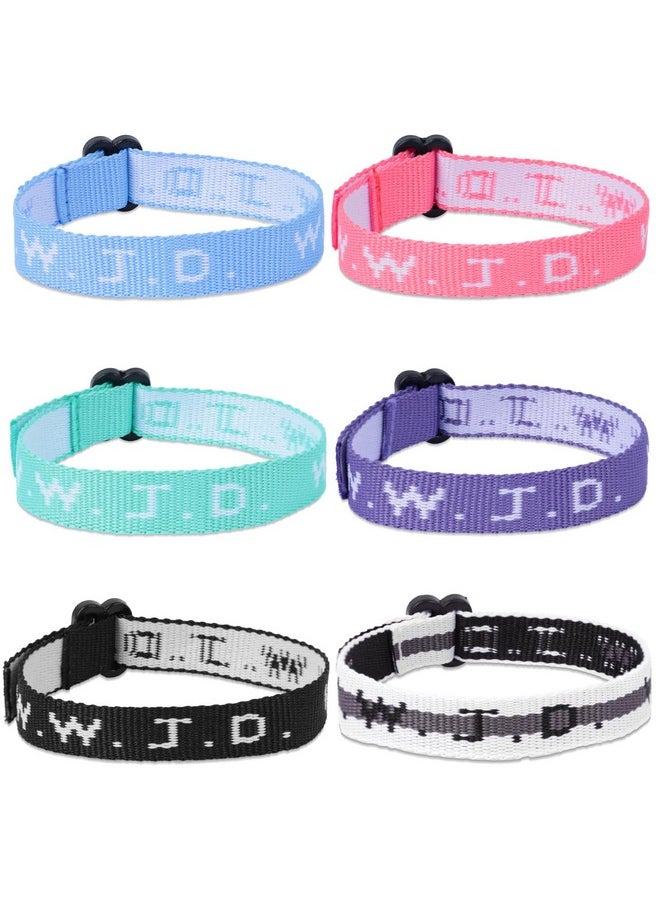 6Pcs Wwjd Bracelets, What Would Jesus Do Bracelets Religious Christian Bracelets 6 Colors Woven Wristbands For Women Men Kids Boys Girls