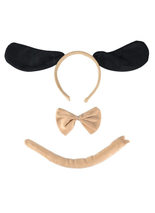 Puppy Dog Costume Set - Brown And Black Dog Ears, Bow Tie And Tail Accessories Kit For Kids Of All Ages