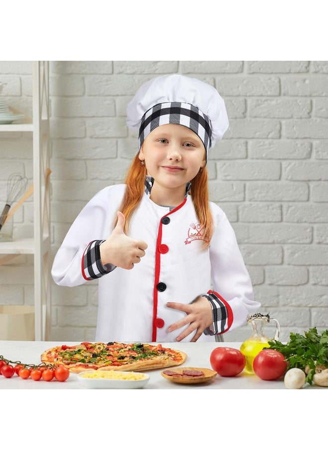 3 Pieces Halloween Kids Chef Costume Role Play Chef Costume With Hat For Boys And Girls(Medium)