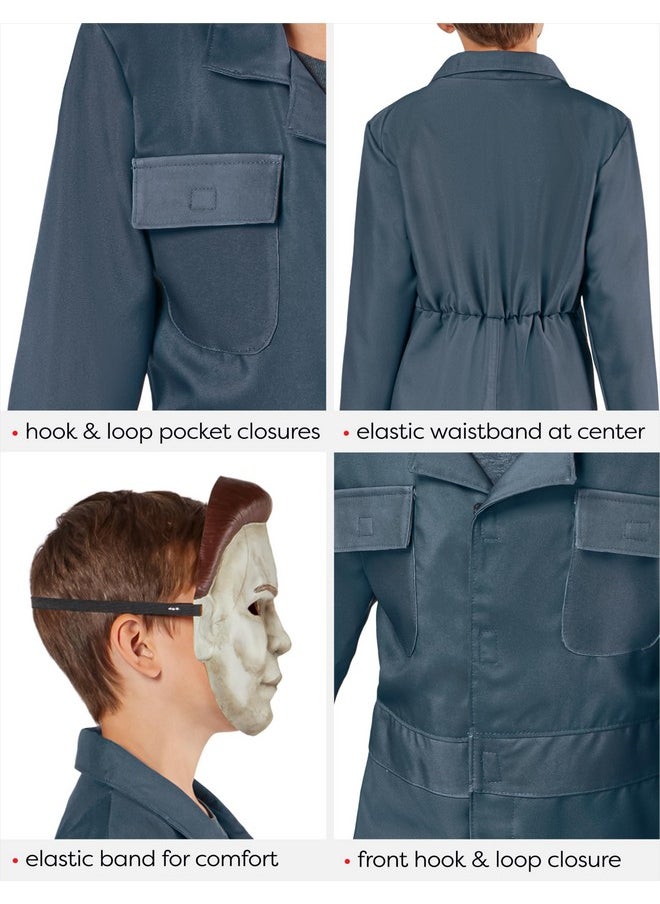 Halloween Ii Michael Myers Costume Jumpsuit With Face Mask For Kids, For Themed Party And Halloween