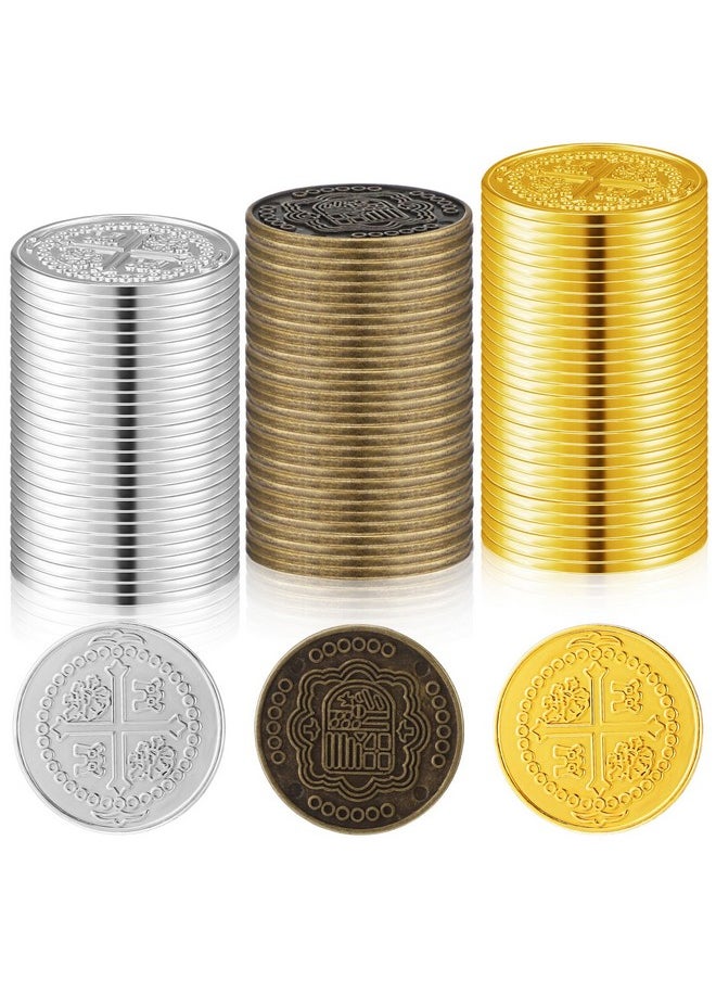 50 Pcs Metal Pirate Coins Spanish Doubloon Replicas Pirate Treasure Metal Tokens Fake Play Coins For Kids Board Games Pirate Party Cosplay (Gold, Silver, Bronze)