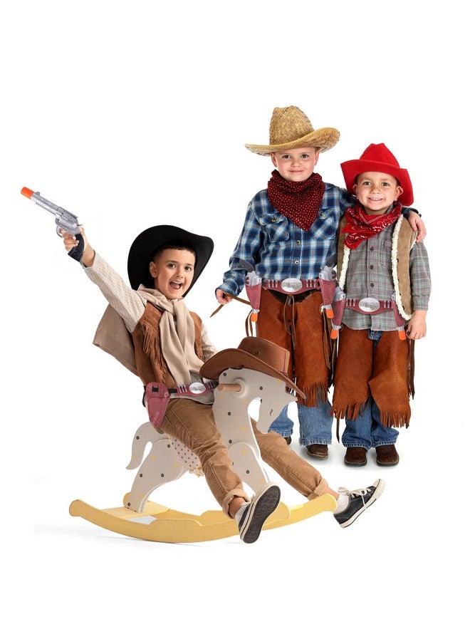 Cowboy Gun Belt And Holster - Cowboy Holster Set Includes 2 Toy Guns With Sound, Toy Gun Holster, Brown Western Belt, And 6 Fake Bullets - Cowboy Costume Accessories For Boys Halloween Costume