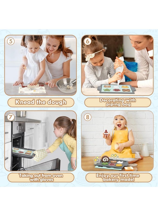 Play Food Set For Kids Kitchen, Play Kitchen Accessories Wooden, Kids Baking Set For Boys, Toys Cupcakes And Cookie Maker For Kids, Preschool Cooking Toys For Toddlers Boys Girls Ages 3+