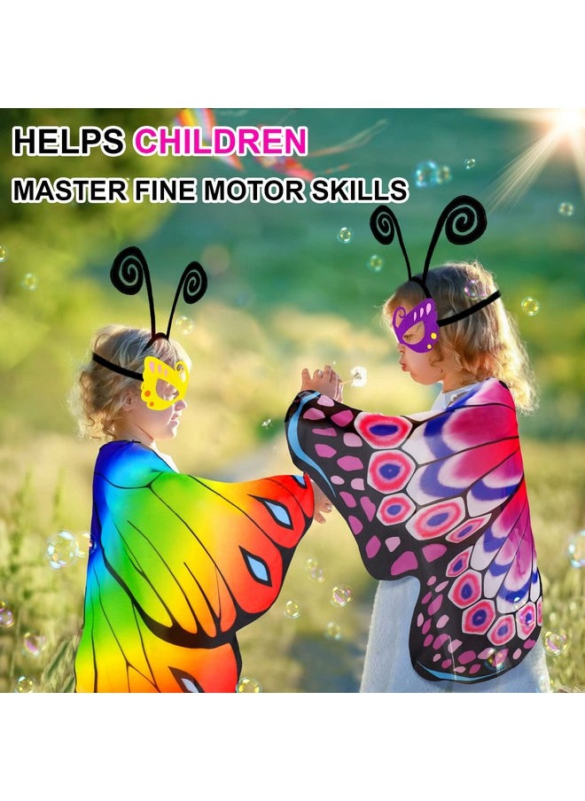 Kids Fairy-Butterfly-Wings-Costume For Girls Toddler Dress-Up Clothes Tutu Antenna Mask Halloween Gifts Party Toys