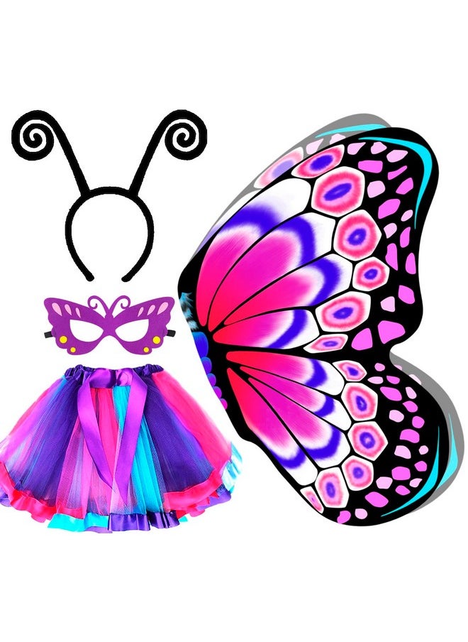 Kids Fairy-Butterfly-Wings-Costume For Girls Toddler Dress-Up Clothes Tutu Antenna Mask Halloween Gifts Party Toys