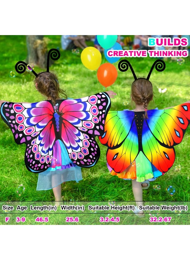Kids Fairy-Butterfly-Wings-Costume For Girls Toddler Dress-Up Clothes Tutu Antenna Mask Halloween Gifts Party Toys
