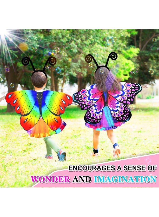 Kids Fairy-Butterfly-Wings-Costume For Girls Toddler Dress-Up Clothes Tutu Antenna Mask Halloween Gifts Party Toys