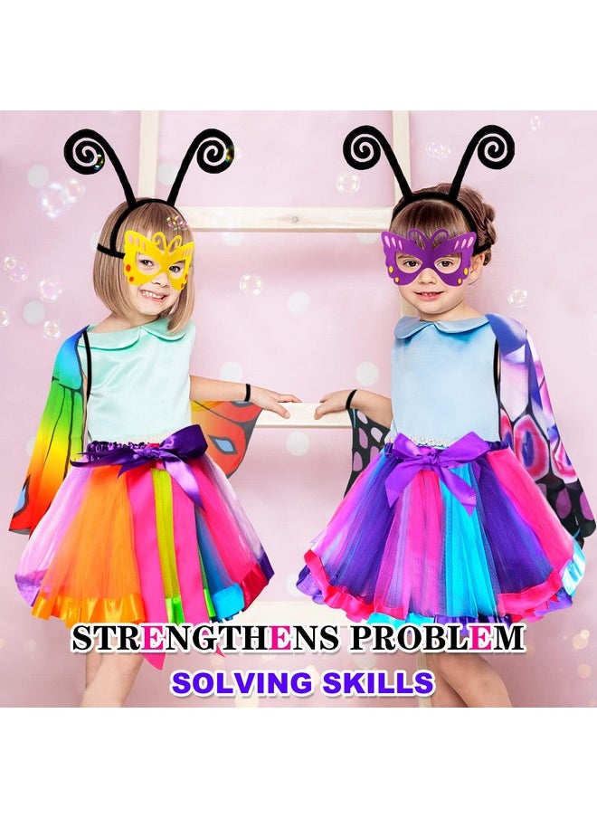 Kids Fairy-Butterfly-Wings-Costume For Girls Toddler Dress-Up Clothes Tutu Antenna Mask Halloween Gifts Party Toys