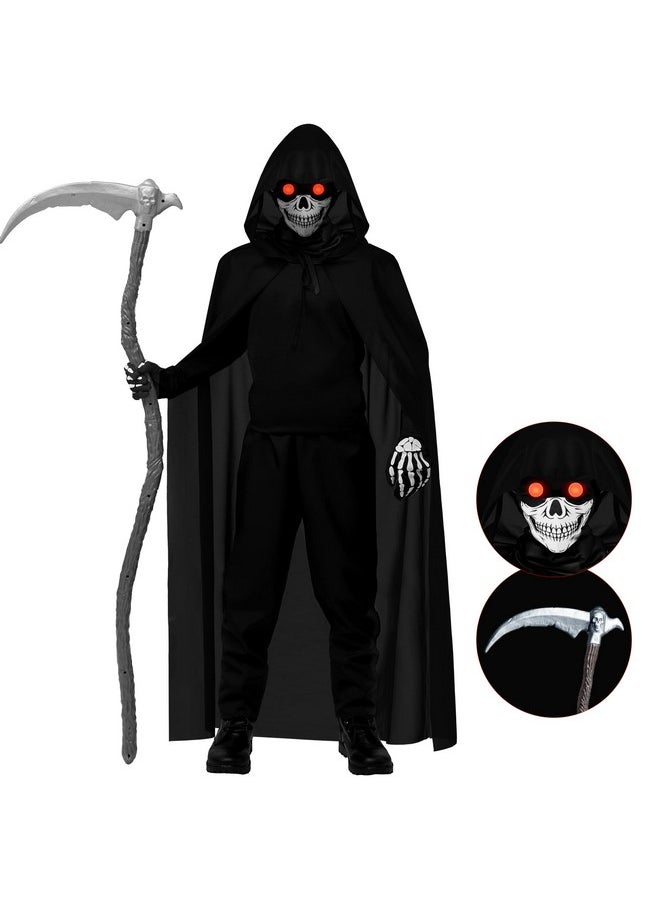 Grim Reaper Costume For Boys, Halloween Costume For Kids, Red Eyes Grim Reaper Cloak Costume