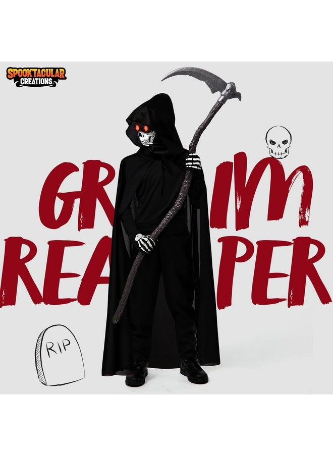 Grim Reaper Costume For Boys, Halloween Costume For Kids, Red Eyes Grim Reaper Cloak Costume