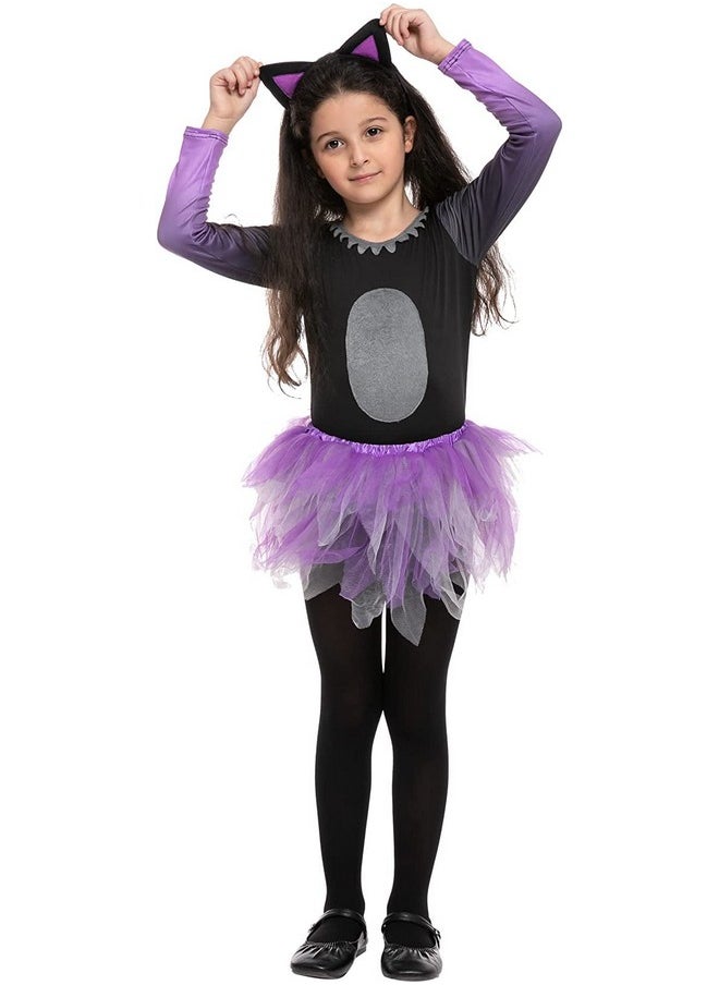 Halloween Child Girl Purple Black Tutu Cat Skirt Costume For Party (3T (3-4 Yr))