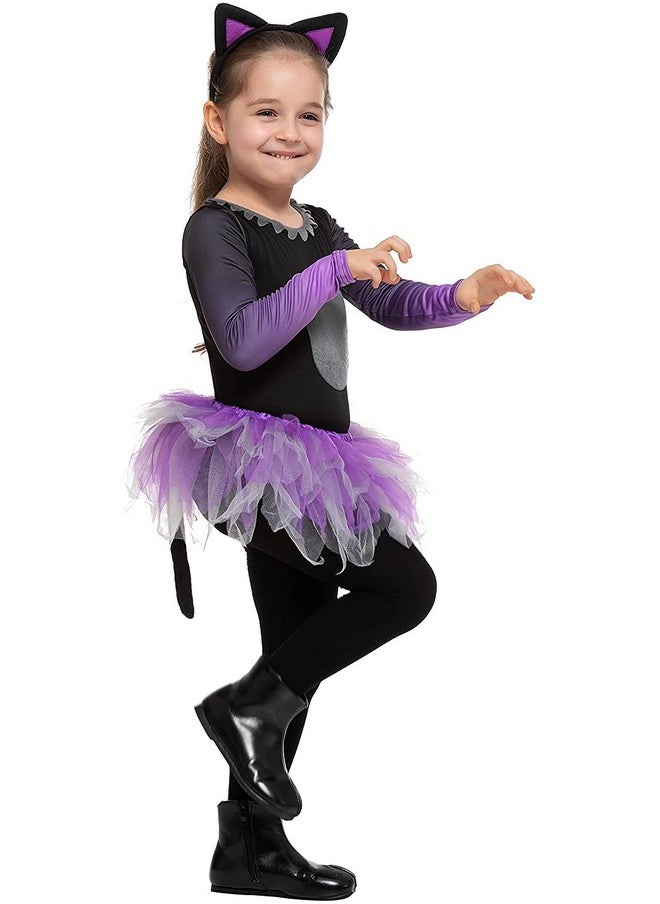 Halloween Child Girl Purple Black Tutu Cat Skirt Costume For Party (3T (3-4 Yr))