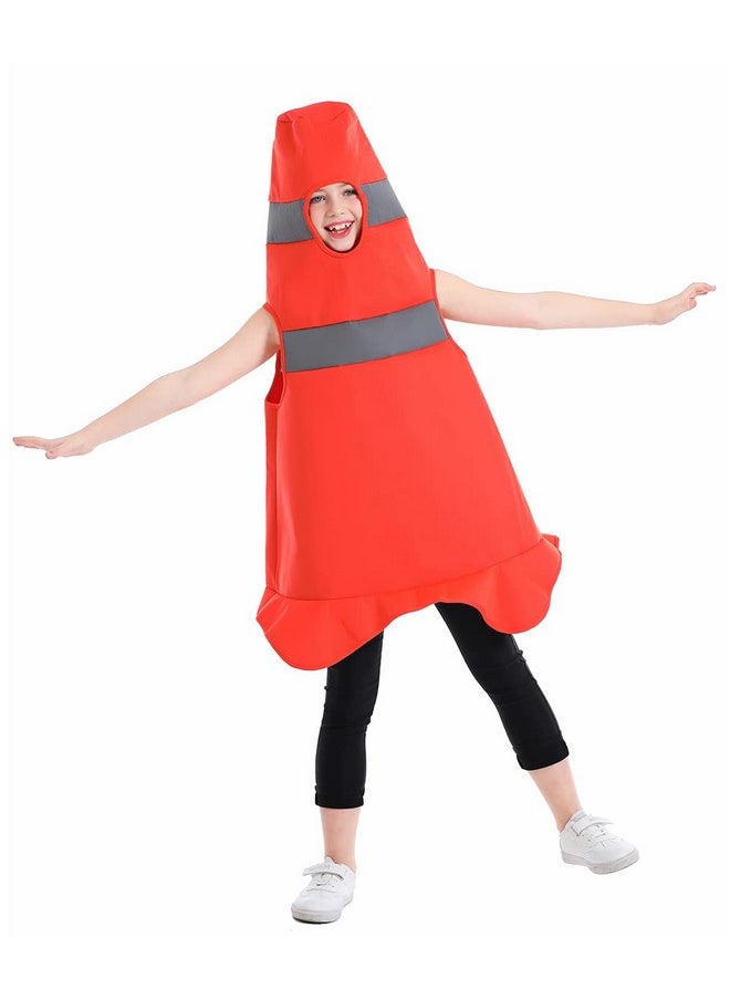 Child Construction Cone Costume Orange,One Size For 4-6 Years Kids