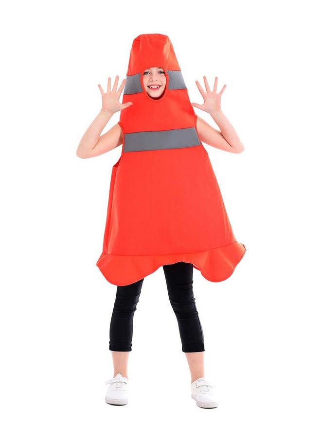 Child Construction Cone Costume Orange,One Size For 4-6 Years Kids