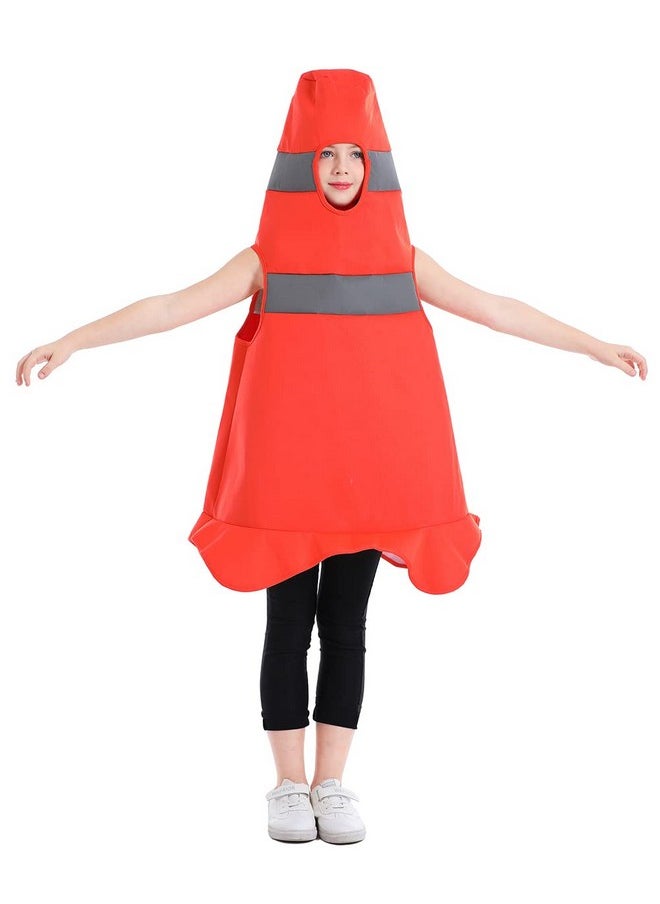 Child Construction Cone Costume Orange,One Size For 4-6 Years Kids