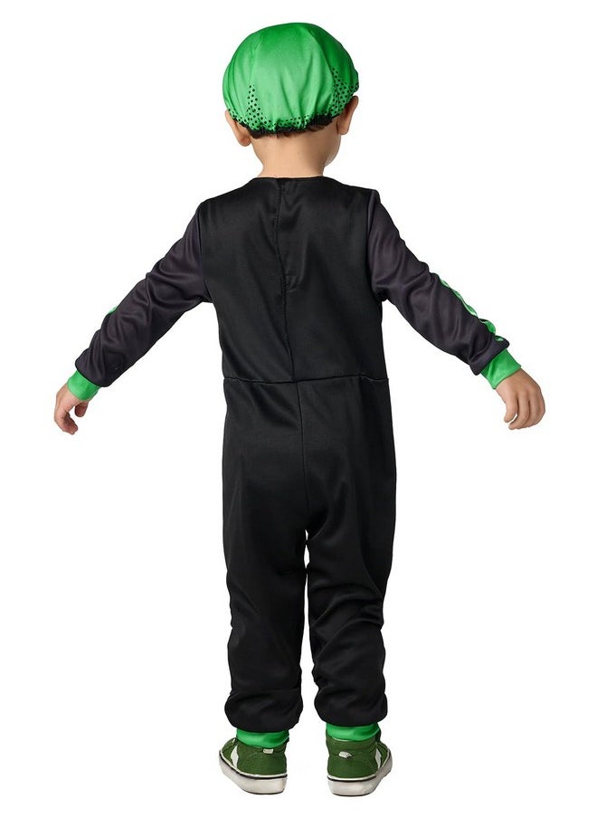 Rainbow Skeleton Costume With Hat For Toddler 2-4T, Black-Light Responsive, Halloween Cosplay Costume (Boys)