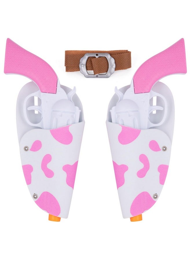 Pink Cowgirl Holster And Western Toy Gun Set - Pink Toy Gun With Holster For Girls Cowgirl Costume, 2 Gun Toys, And Brown Western Belt - Cowgirl Accessories For Girls Halloween Costume