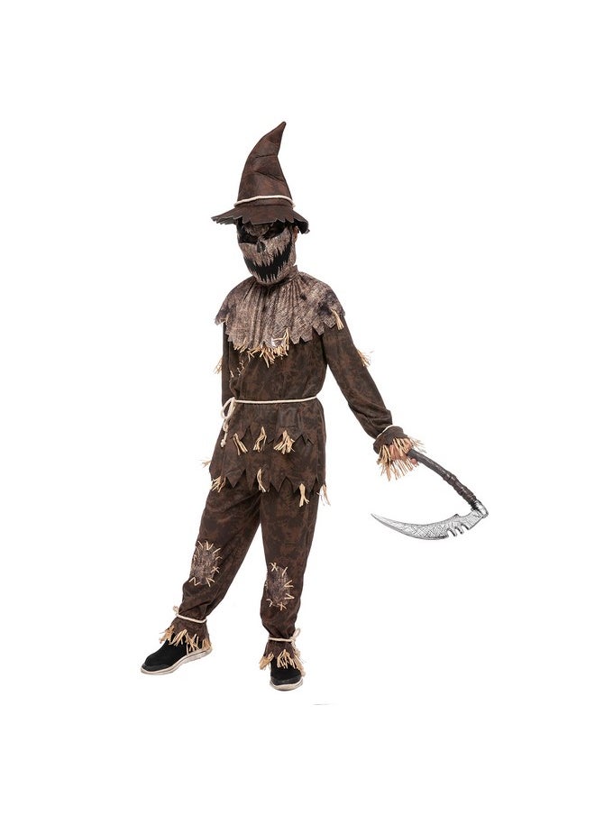 Halloween Boys Wicked Scarecrow Costume, Kids Scary Scarecrow Dress-Up For Role-Playing-L(10-12Yr)