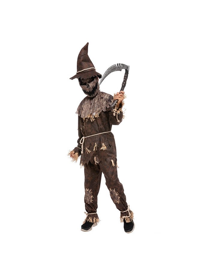 Halloween Boys Wicked Scarecrow Costume, Kids Scary Scarecrow Dress-Up For Role-Playing-L(10-12Yr)