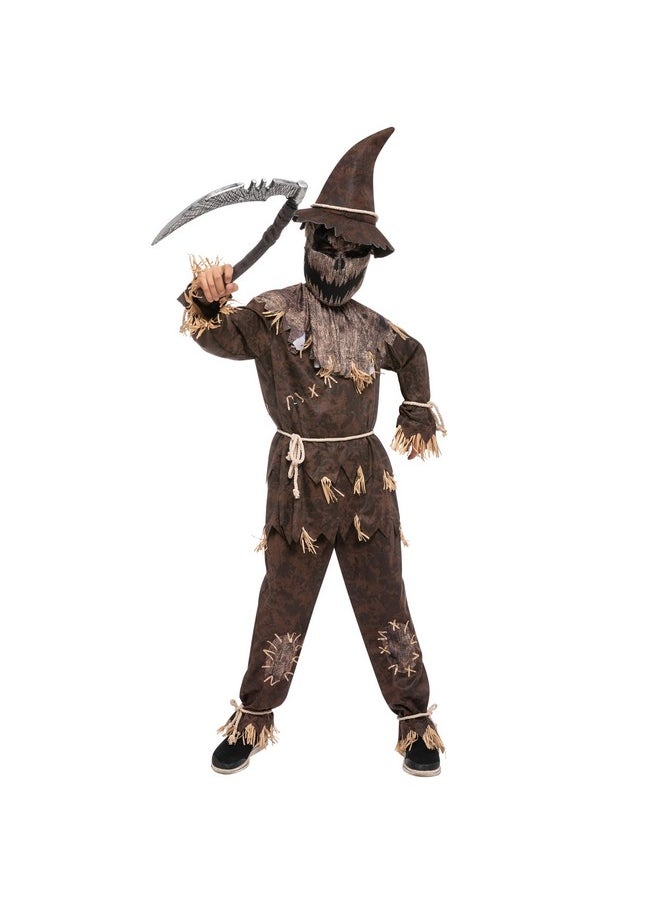 Halloween Boys Wicked Scarecrow Costume, Kids Scary Scarecrow Dress-Up For Role-Playing-L(10-12Yr)