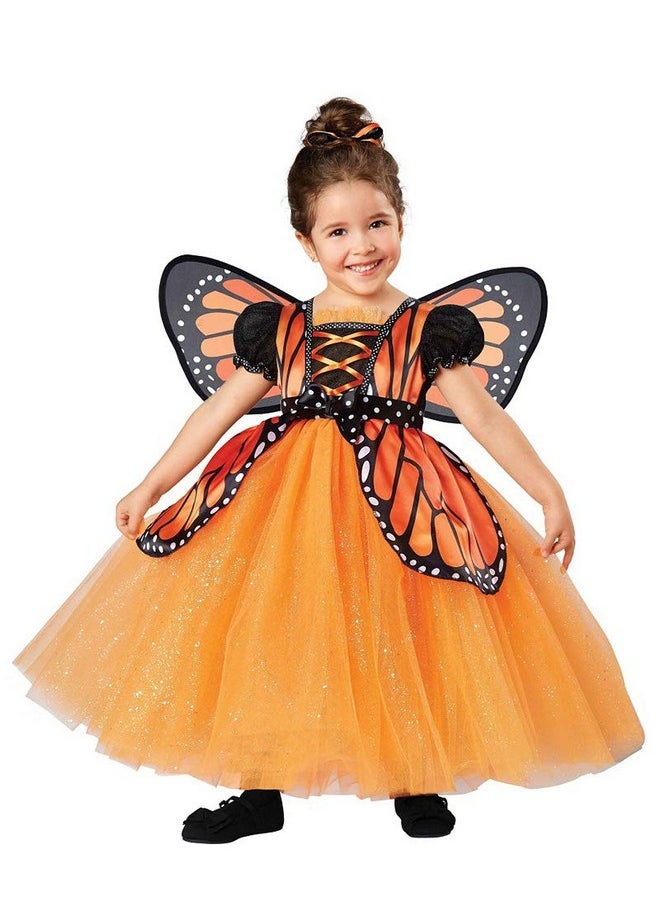 Toddler Orange Fancy Fairytale Butterfly Costume With Wings And Dress (2-4T)