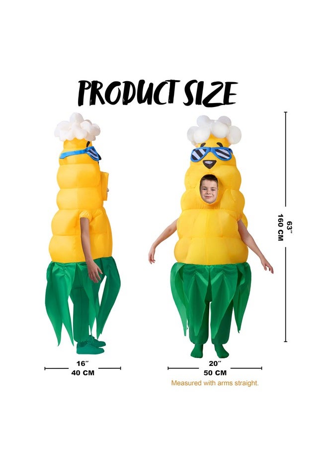 Kids Halloween Inflatable Costumes, Popcorn Hair Corn Blow Up Costumes, Full Body Inflatable Suit For Boys Halloween Cosplay Parties