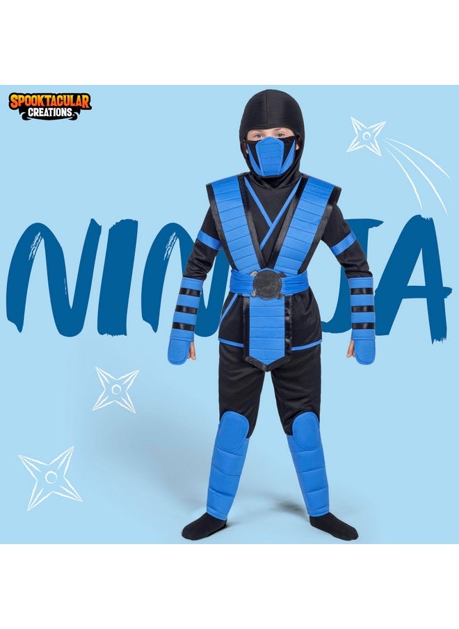 Blue Ninja Costume For Kids, Ninja Costume For Toddler Boys Halloween Dress Up, Role Play (Large(10-12Yr))